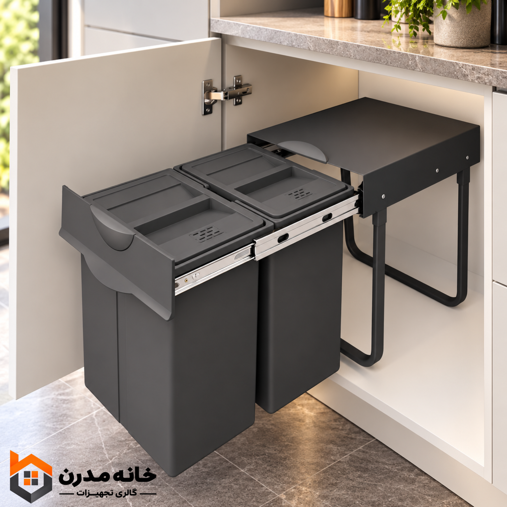 سطل زباله دو مخزنه ( 40 لیتری) پلاتین 3633