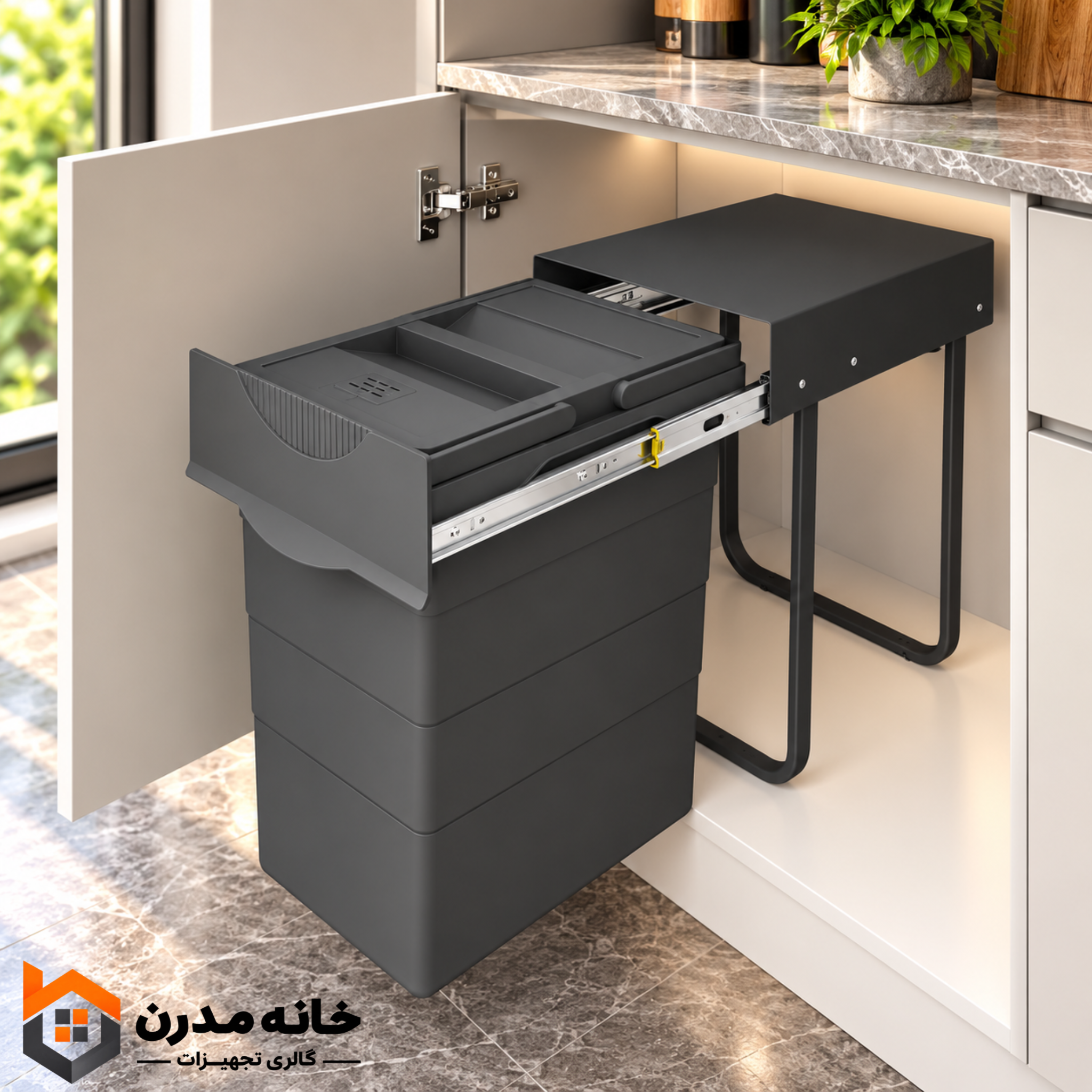 سطل زباله تک مخزنه (40 لیتری) پلاتین 3613