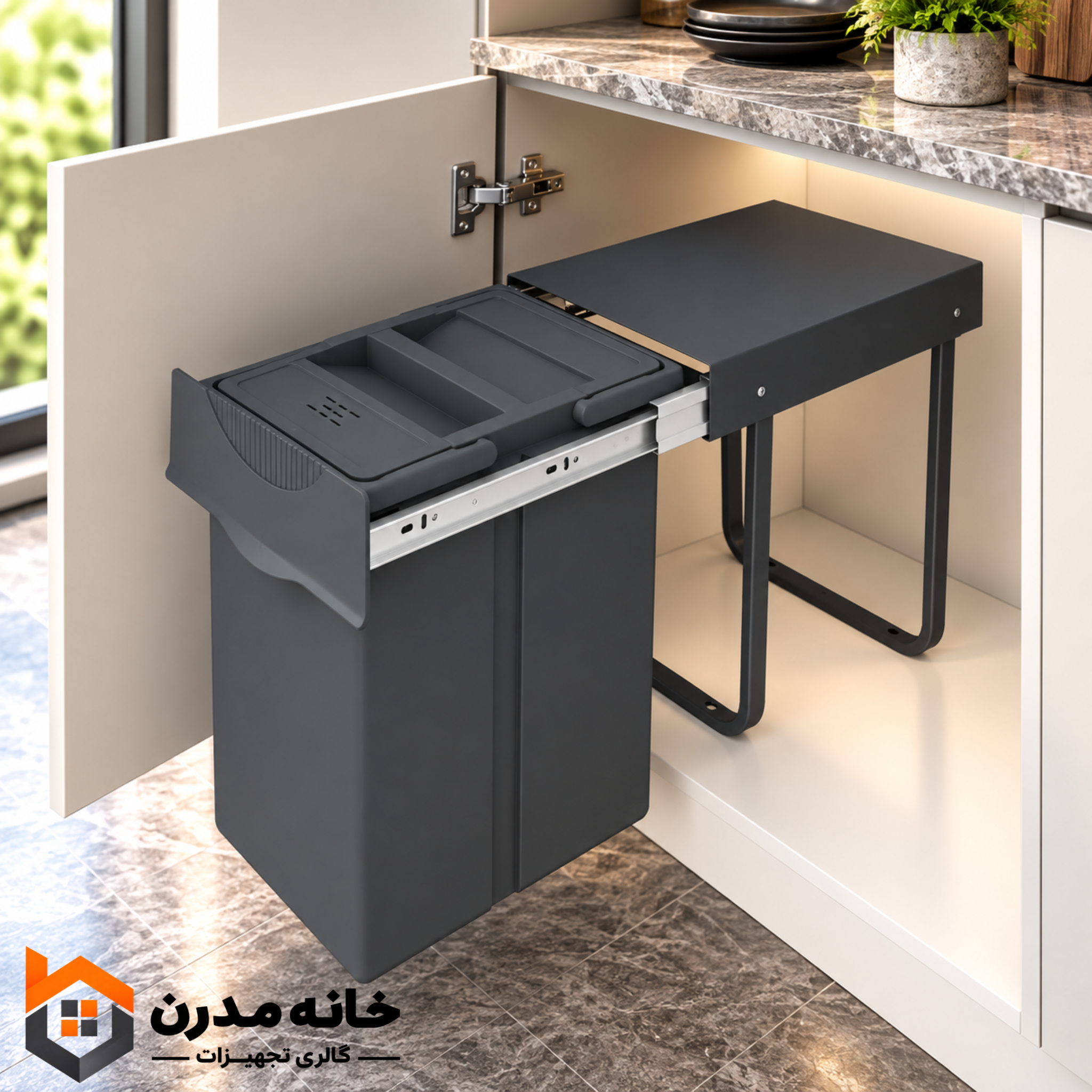 سطل زباله تک مخزنه (20لیتری) پلاتین 3611